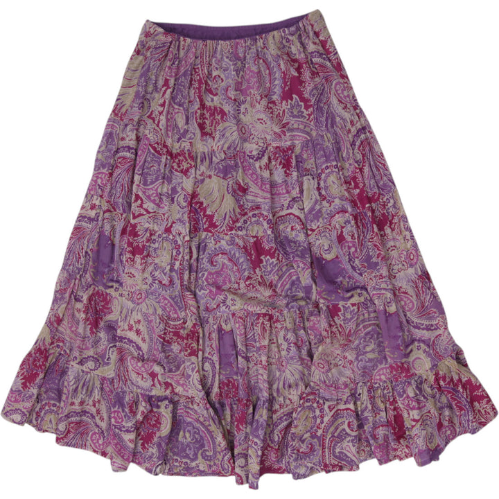 Y2K Ladies Ralph Lauren Paisley Tiered Boho Long Skirt Size 14