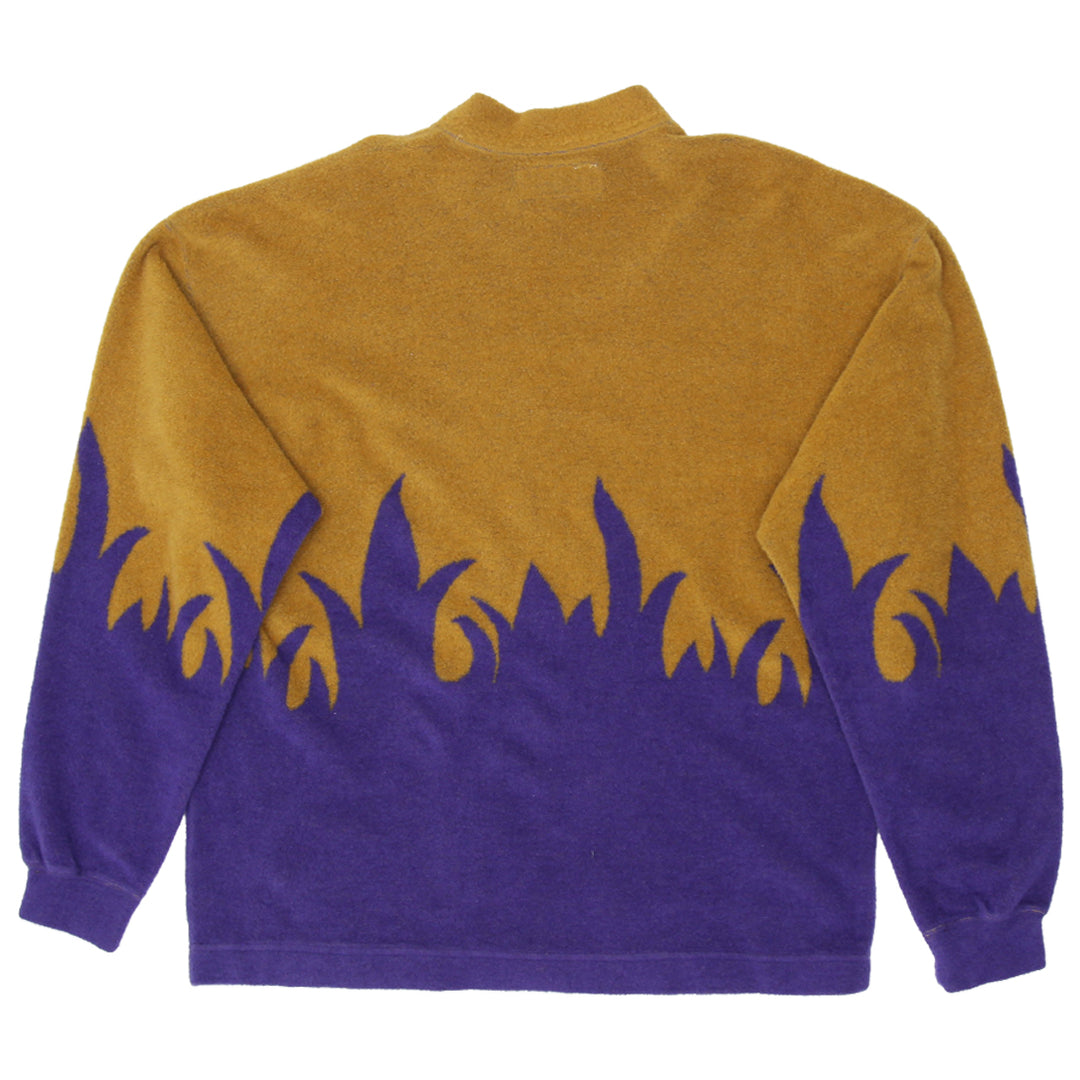 Vintage Gruppo Di Capi Italian Sweater- Purple And Mustard Flame Motiff Size L - Fashion Rerun Vintage Migration_Sweaters