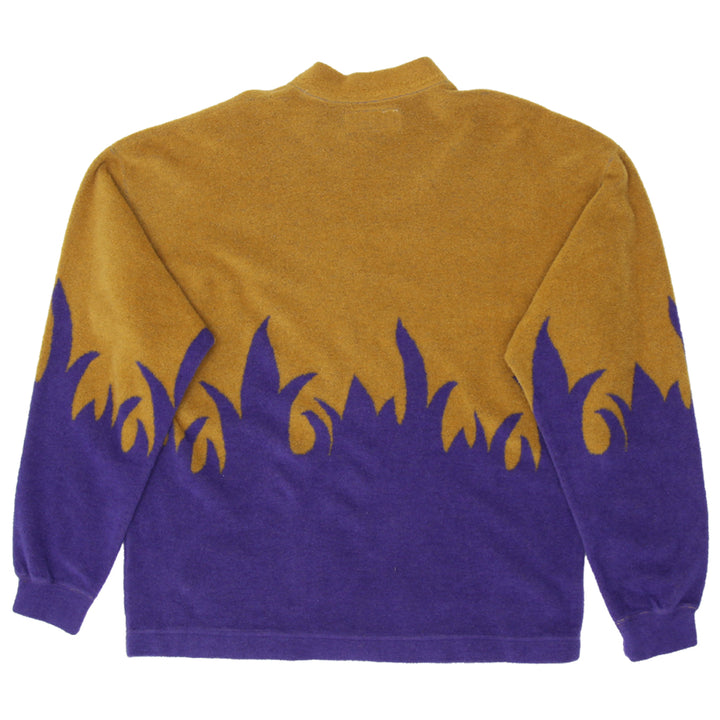 Vintage Gruppo Di Capi Italian Sweater- Purple And Mustard Flame Motiff Size L - Fashion Rerun Vintage Migration_Sweaters