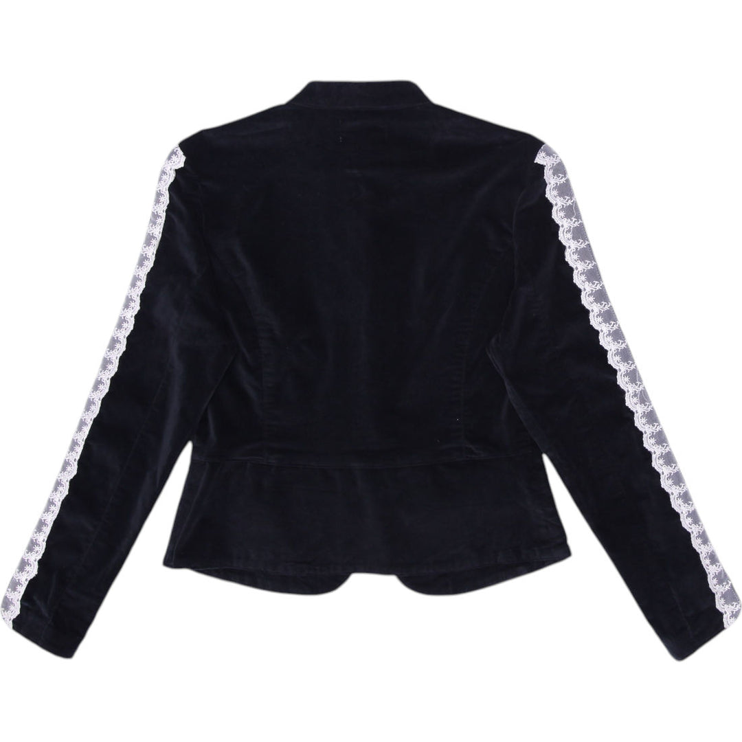 Y2K Ladies Lace Trim Velvet Unique Iron Jacket Size S | Migration_Jackets - Side View | Fashion Rerun