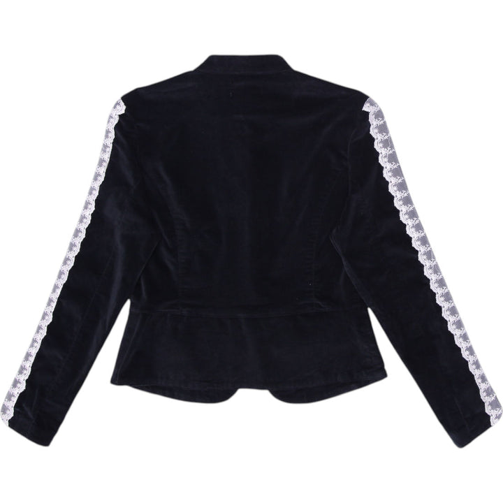 Y2K Ladies Lace Trim Velvet Unique Iron Jacket Size S | Migration_Jackets - Side View | Fashion Rerun