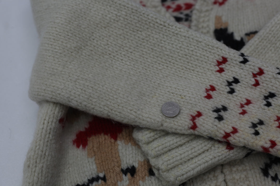 Vintage Mary Maxim “Cowichan” Figure Skating, Wool, Hand Knit Cream Sweater