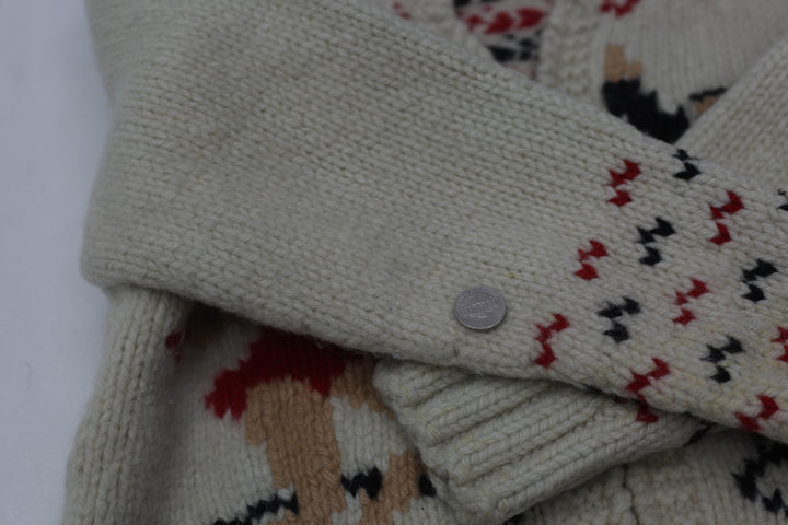 Vintage Mary Maxim “Cowichan” Figure Skating, Wool, Hand Knit Cream Sweater
