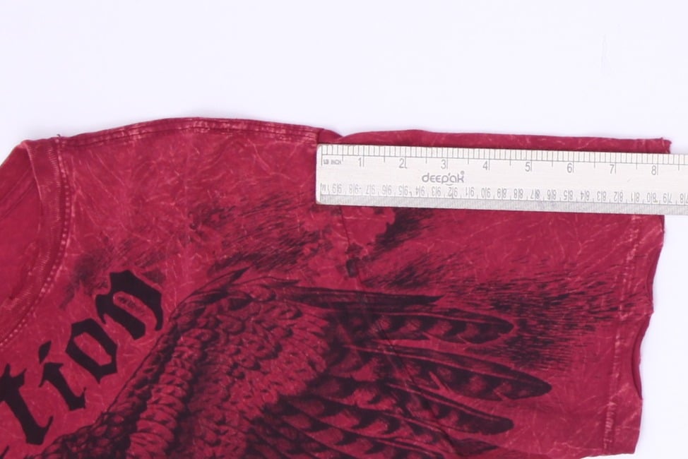 Y2K Mens Affliction T-Shirt Red Graphic Owl Print