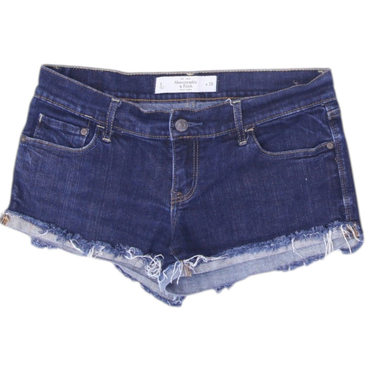 Ladies Denim Shorts Distressed Blue Frayed Edges Low Rise Size 28 | Migration_Shorts | Fashion Rerun