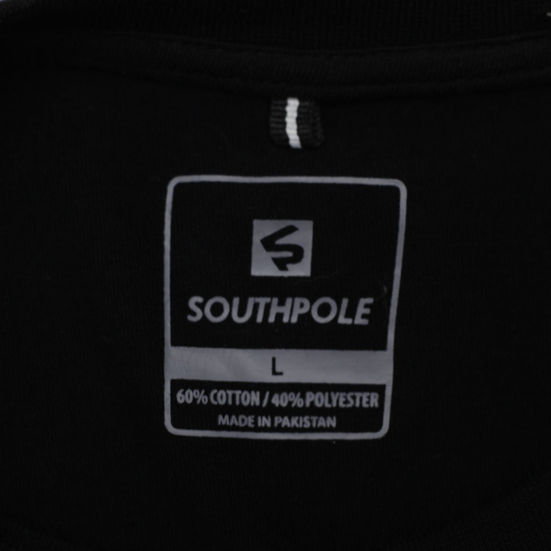 Y2K Mens Southpole Graphic T-Shirt Black Size L
