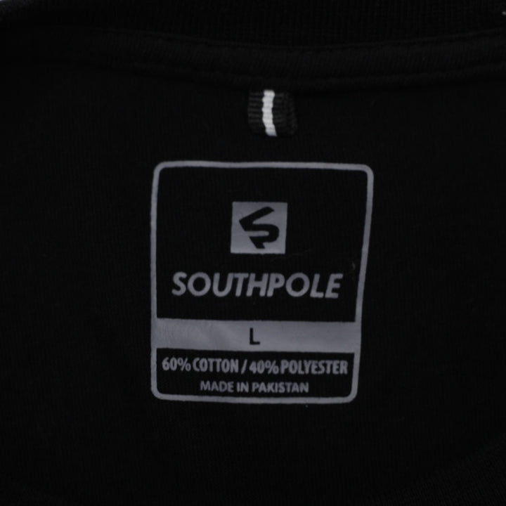 Y2K Mens Southpole Graphic T-Shirt Black Size L