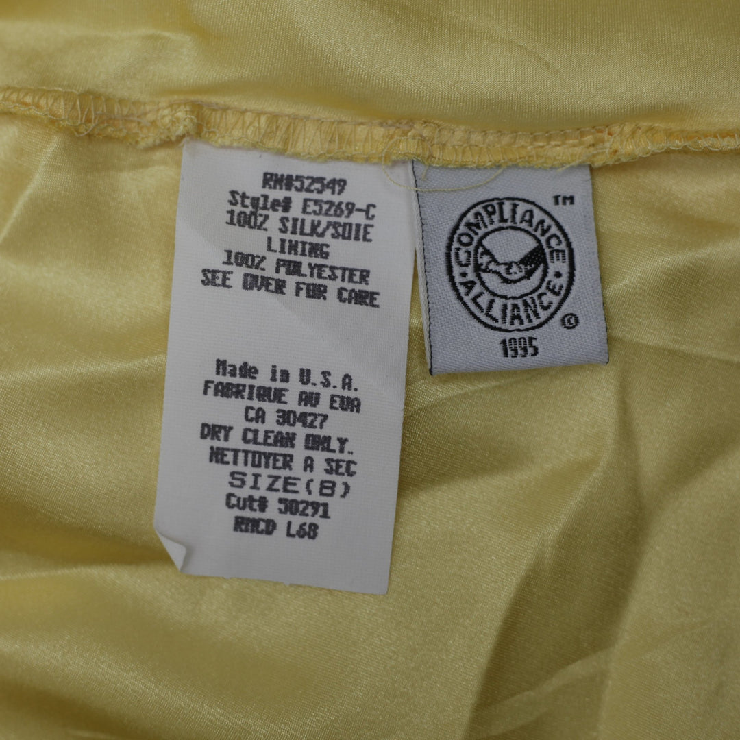 Y2K Ladies Laundry by Shelli Segal 100% Silk Yellow Asymmetrical Slip Dress Sz 8