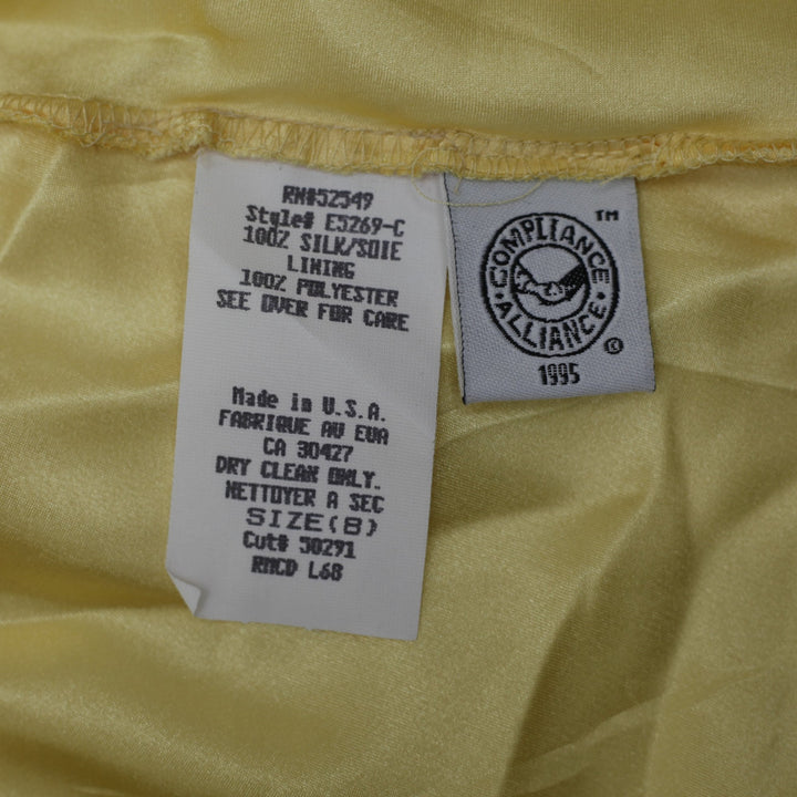 Y2K Ladies Laundry by Shelli Segal 100% Silk Yellow Asymmetrical Slip Dress Sz 8