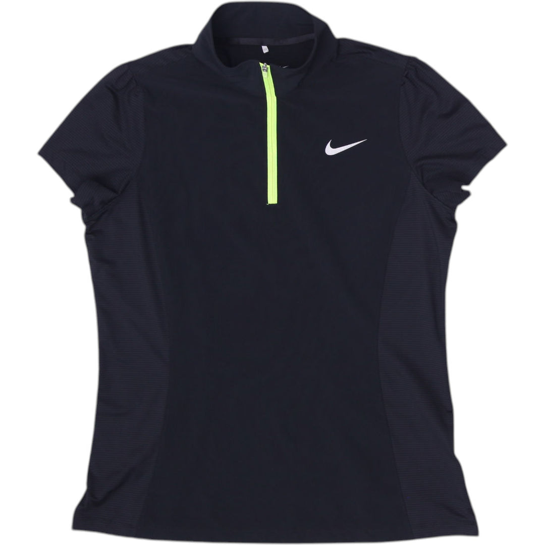 Ladies Nike Golf Polo Black Dri-Fit Performance Short Sleeve Size L
