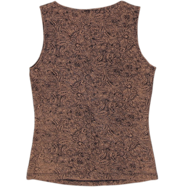Y2K Ladies Club Neo Tank Top Brown Paisley Pattern Size M