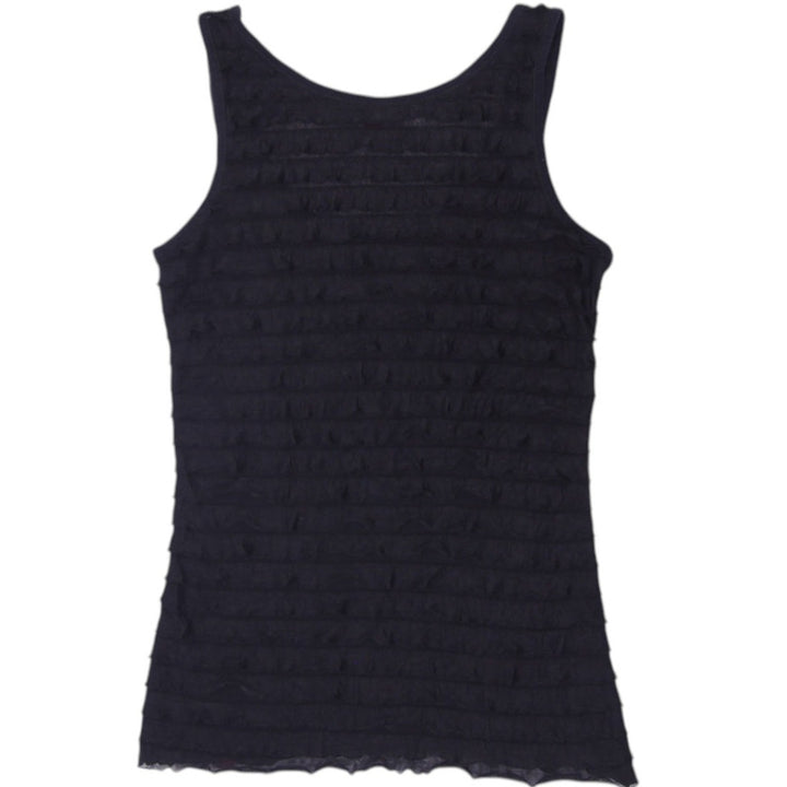 Y2K Ladies EDC by Esprit Black Tiered Mesh Ruffle Tank Top Size XS