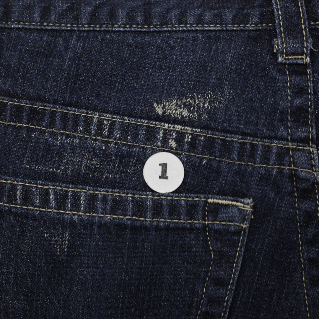 Y2K 00s Mens Avirex Denim Shorts Dark Blue Embroidered Size L