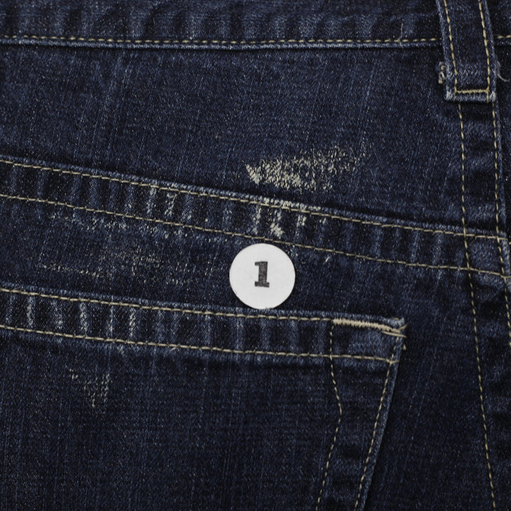 Y2K 00s Mens Avirex Denim Shorts Dark Blue Embroidered Size L