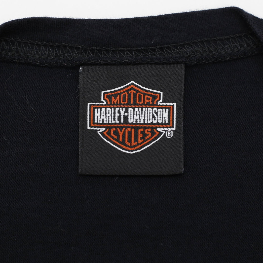 Ladies Harley Davidson T-Shirt Black Rhinestone Graphic Logo