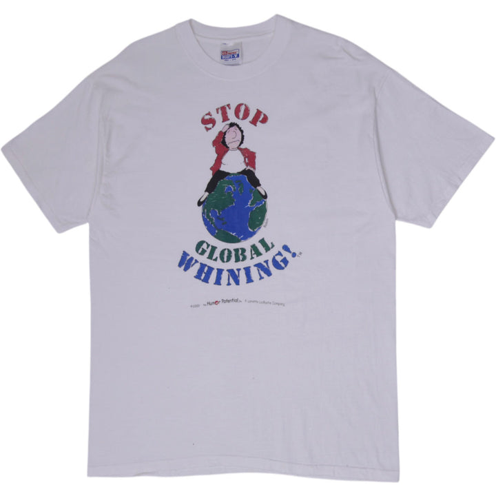 Vintage Hanes Stop Global Whining Graphic T-Shirt Size L