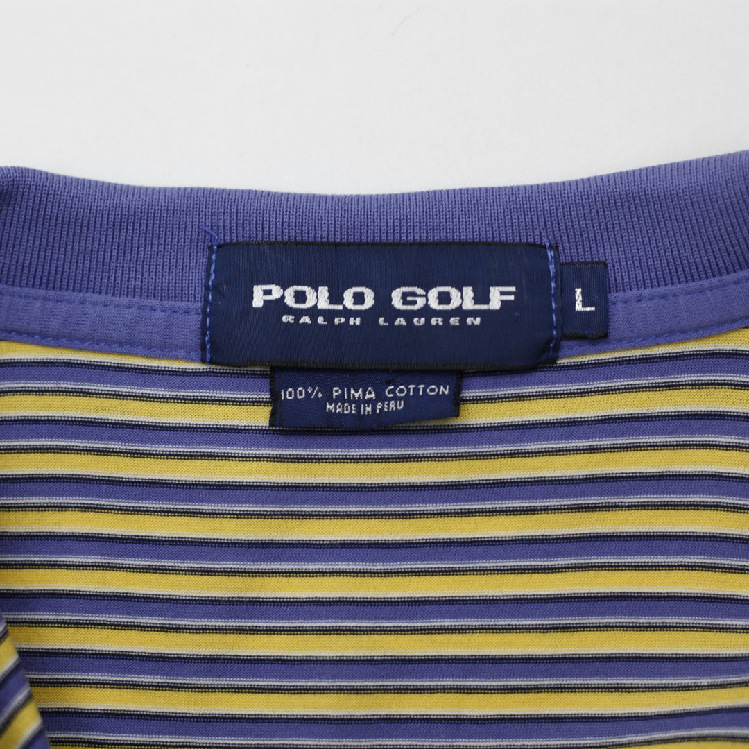 Mens Polo Golf Ralph Lauren 100% Pima Cotton Striped Polo T-Shirt Size L