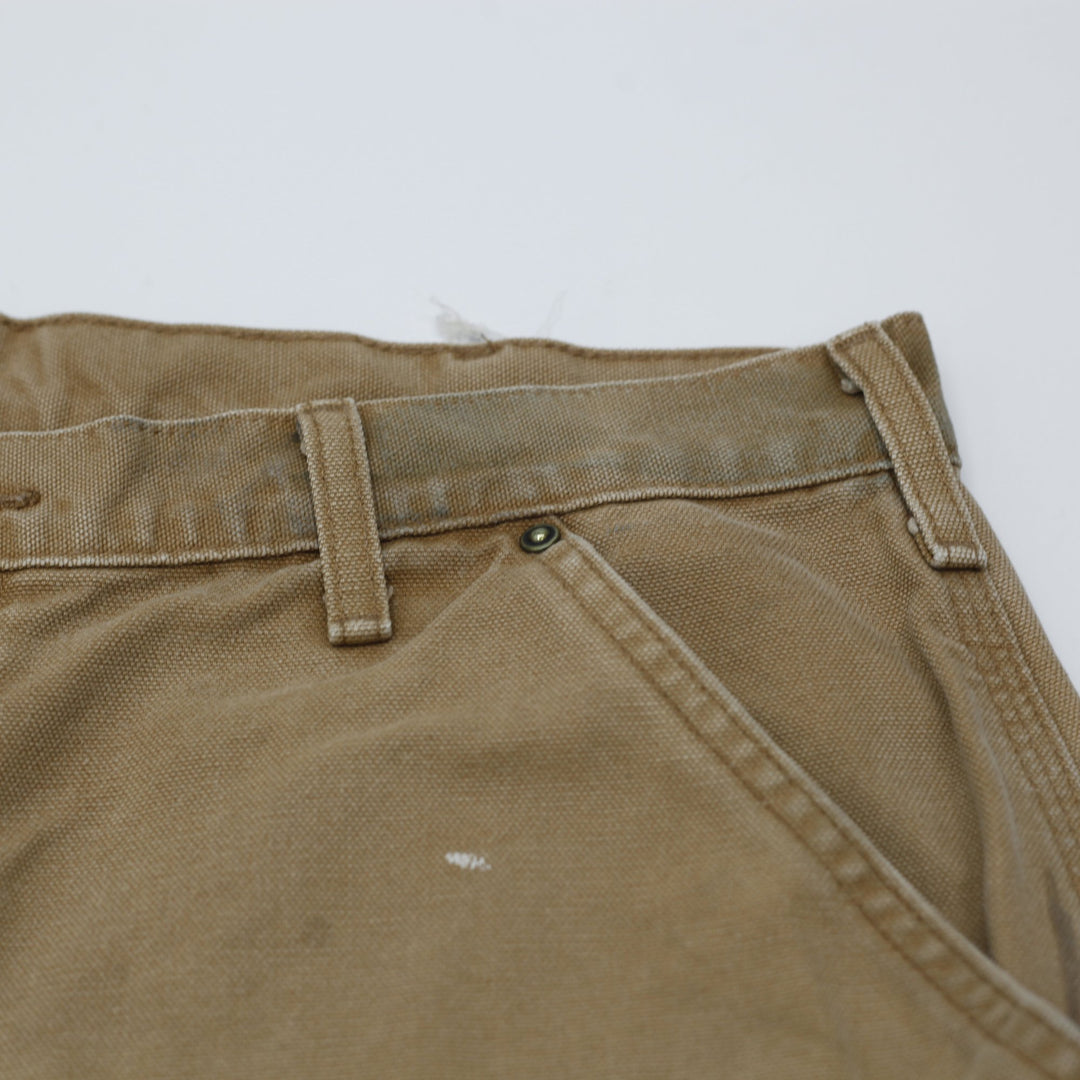 Mens Carhartt B136 Double-Knee Carpenter Pants Distressed Brown Washed Duck