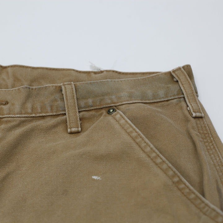 Mens Carhartt B136 Double-Knee Carpenter Pants Distressed Brown Washed Duck