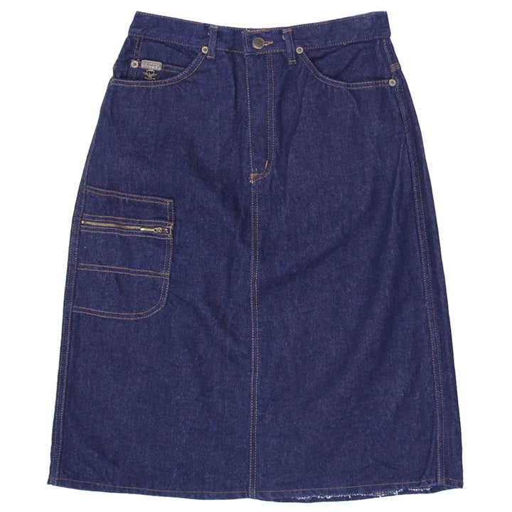 Y2K Ladies Blue Dolla Back Slit Denim Midi Skirt