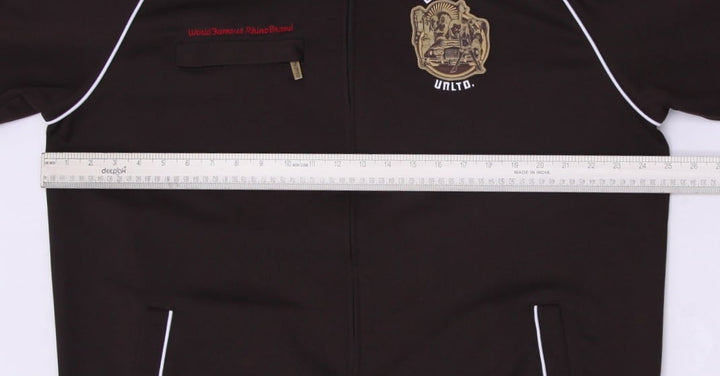 Y2K Mens Ecko Unltd Jacket Brown Zip Up Graphic XL