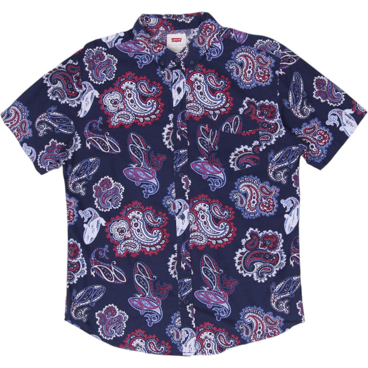 Mens Levi's Short Sleeve Paisley Button Down Shirt Size L