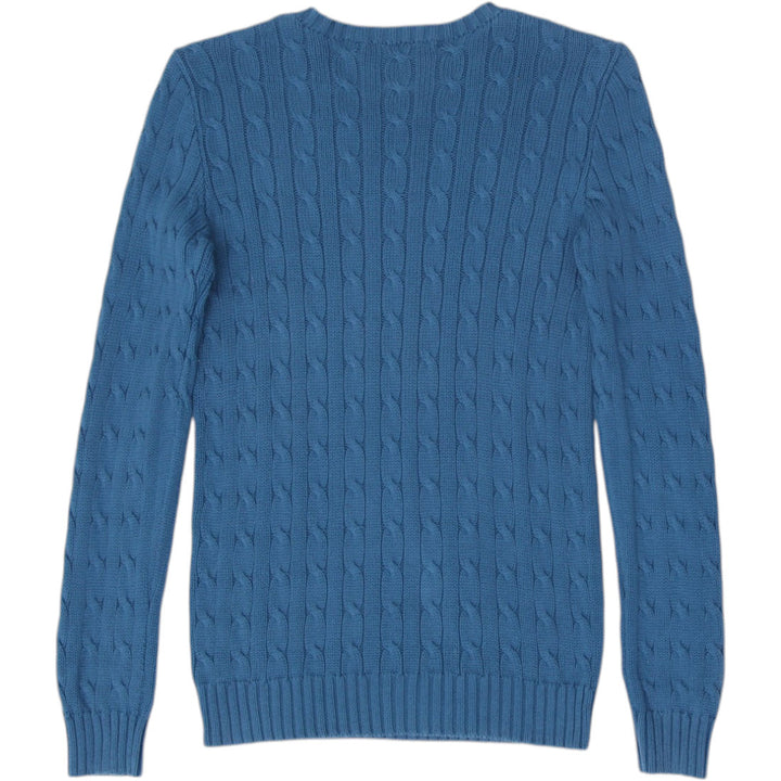 Vintage Ladies Ralph Lauren Sports Teal Cable Knit Cotton Sweater M | Migration_Knitwear & Sweaters RL Collec | Fashion Rerun