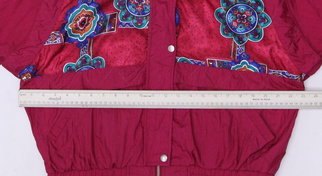 Ladies Cabazon Windbreaker Maroon Patterned Floral Lightweight Jacket Size M