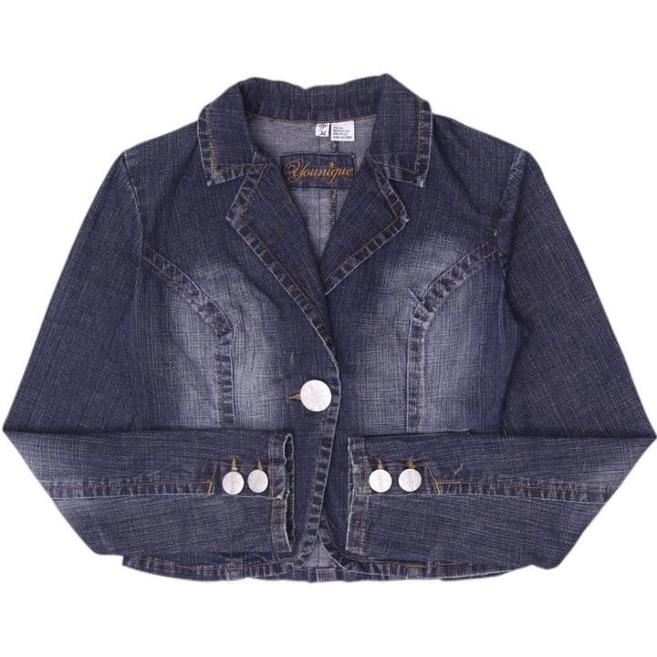 Y2K Ladies Younique Cropped Denim Blazer Jacket Size M