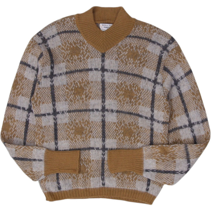 Vintage Mens Citation Club Puritan Sweater Brown Pattern Wool Mohair