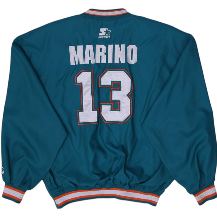 Vintage 1996 Starter Miami Dolphins Dan Marino 13 V-Neck Jacket Sz L