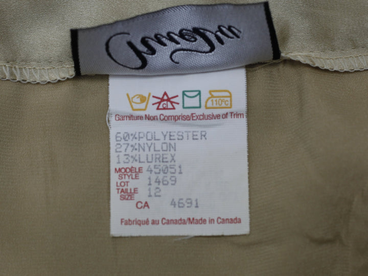Y2K Ladies NueVa Gold Metallic Brocade Cami Top Made in Canada Size 12