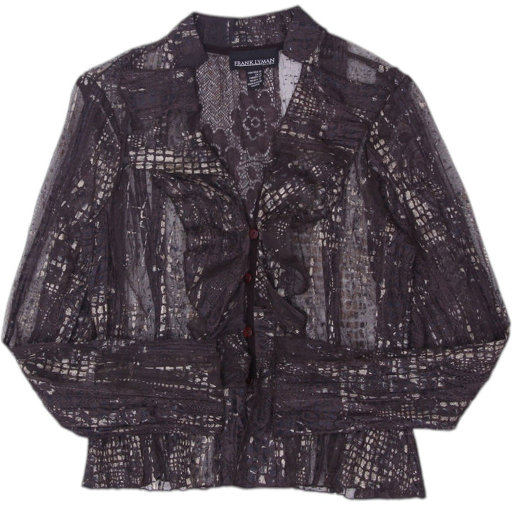 Y2K Ladies Frank Lyman Front Ruffle Design Long Sleeve Top | Migration_Y2K Tops | Fashion Rerun