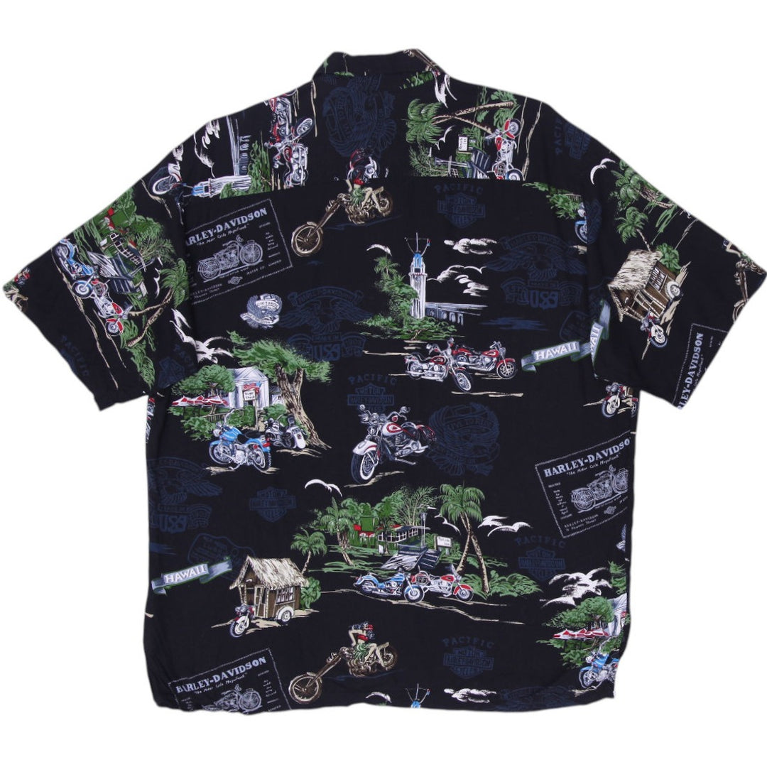 Mens Harley Davidson Graphic Hawaii Motorcycles Shirt Size XL | Migration_Shirts - Side View | Fashion Rerun