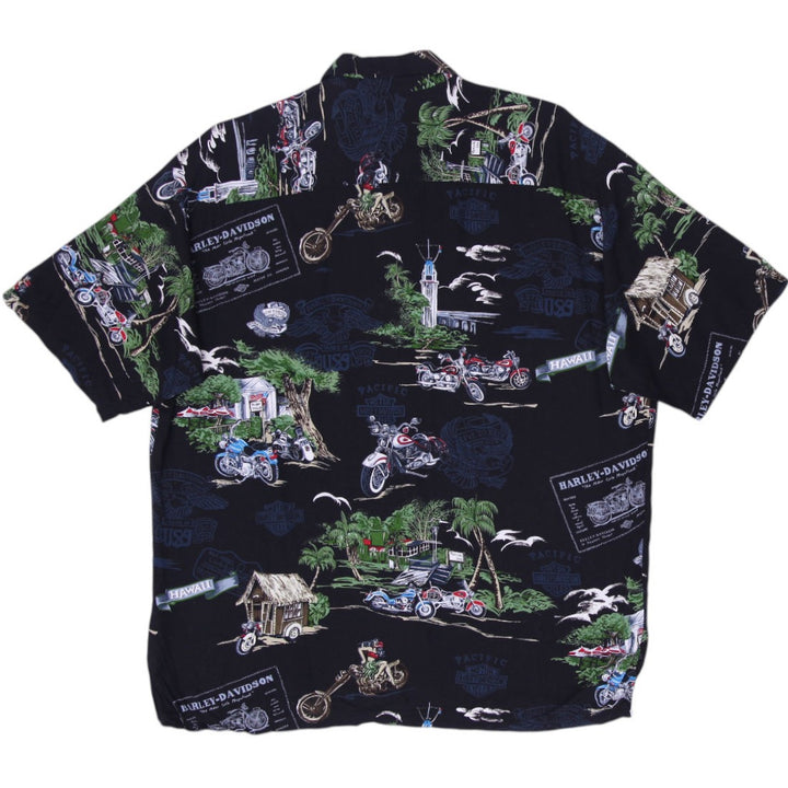 Mens Harley Davidson Graphic Hawaii Motorcycles Shirt Size XL | Migration_Shirts - Side View | Fashion Rerun
