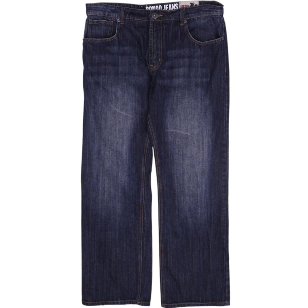Y2K Mens Bongo Low Rise Straight Denim Jeans Dark Wash Size W36 L34