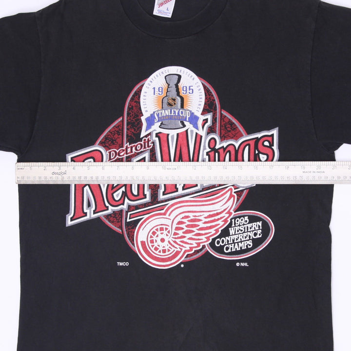 Vintage 1995 Detroit Red Wings Western Conference Champs T-Shirt Size L