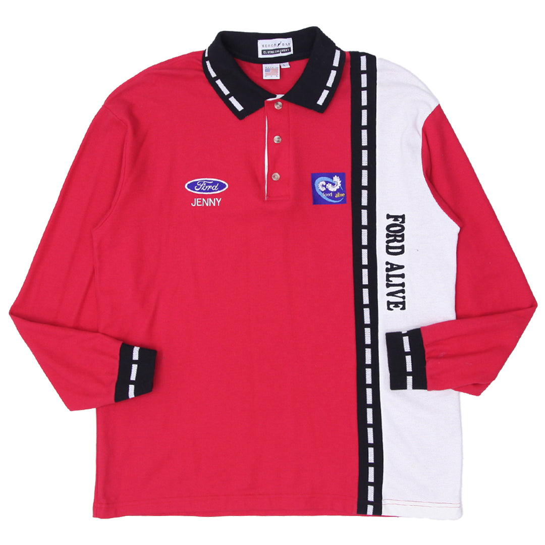 Vintage Heron Bay Ford Alive Long Sleeve Polo T-Shirt Made in USA L - Fashion Rerun Vintage Migration_T-Shirt
