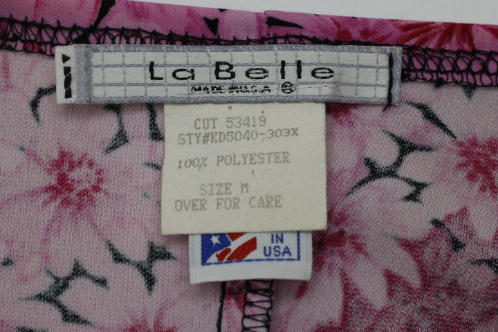 Y2K Ladies La Belle Floral Midi Dress Pink Spaghetti Strap V-Neck Size M
