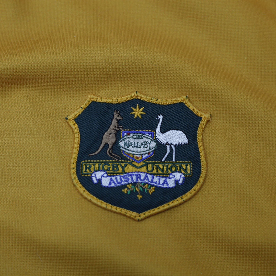 Vintage Mens Reebok Wallabies Rugby T-Shirt Green Gold Logo Australia Size XL