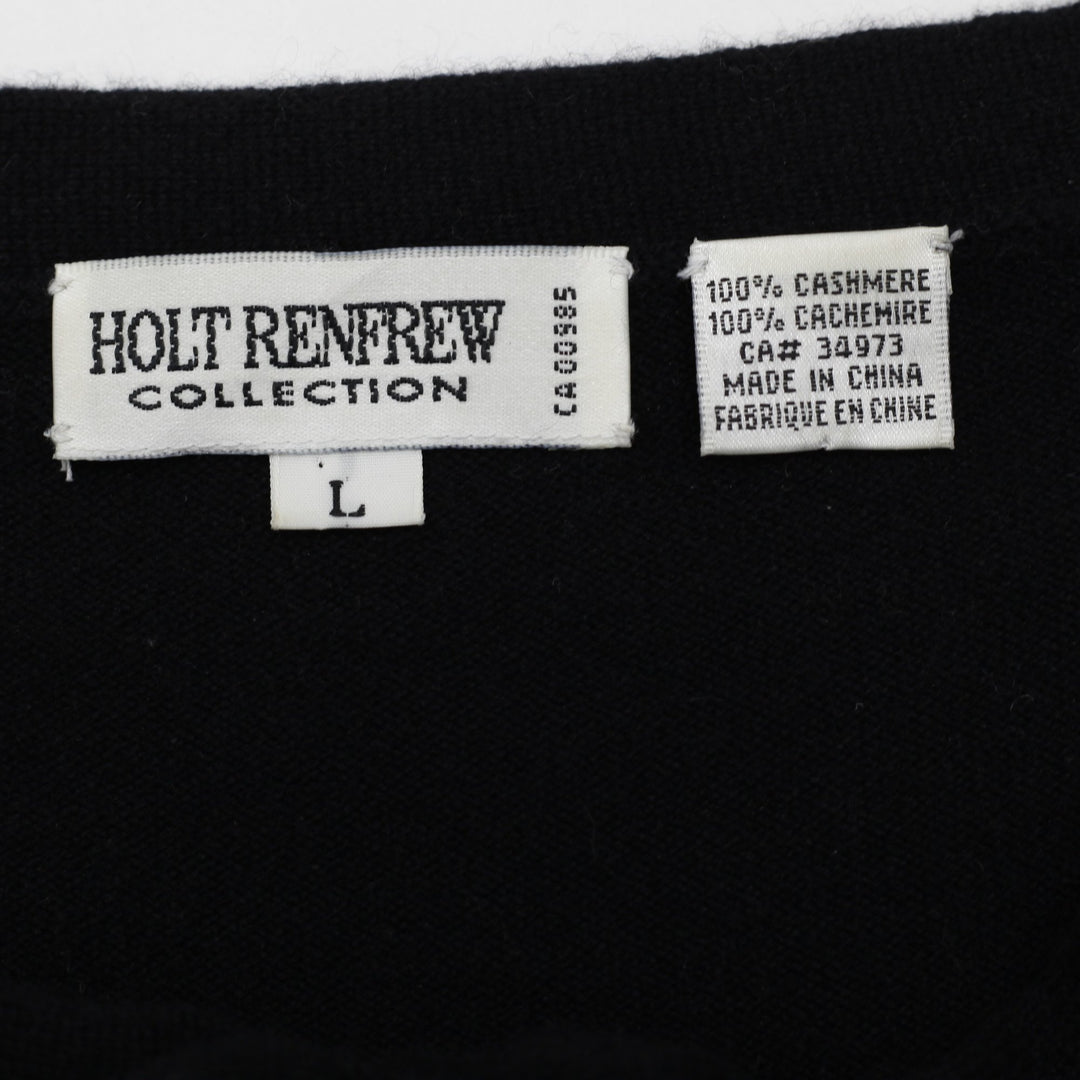 Ladies Holt Renfrew Black 100% Cashmere Sweater Size L