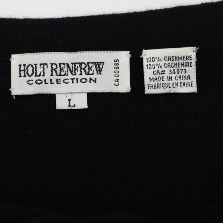 Ladies Holt Renfrew Black 100% Cashmere Sweater Size L