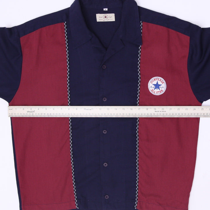 Mens Converse Chuck Taylor Two Tone Maroon Navy Short Sleeve Shirt Size M