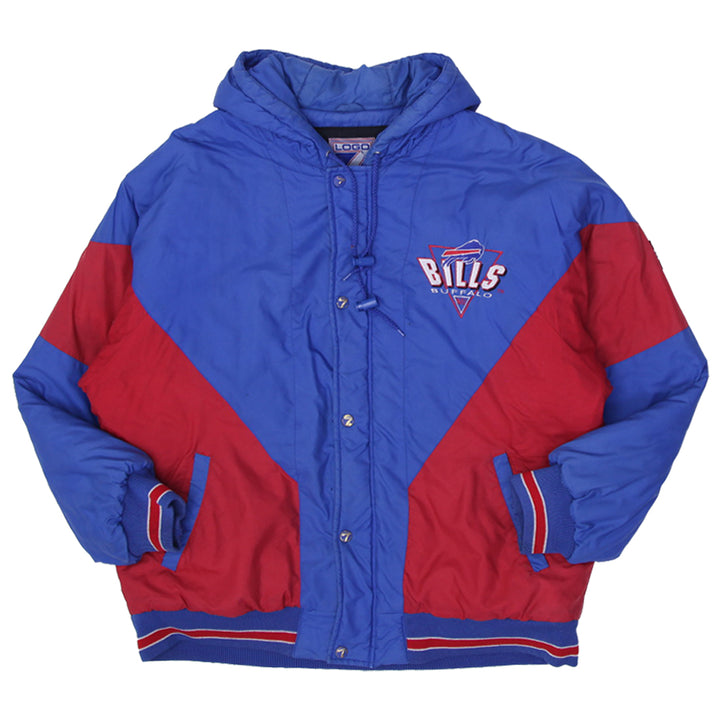 Vintage 90s Team NFL Logo 7 Buffalo Bills Full Zip Puffer Hooded Jacket