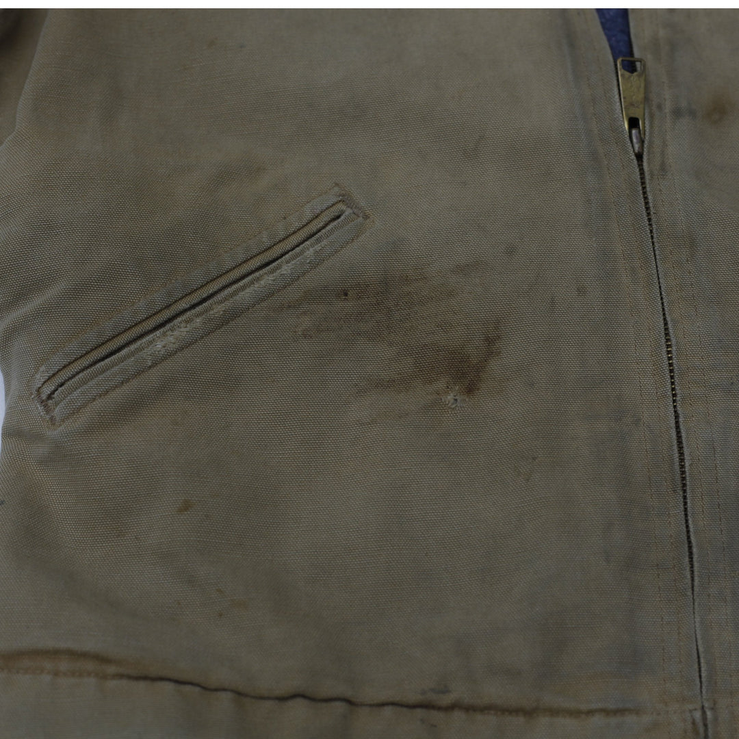 Vintage Carhartt Detroit Blanket Lined Canvas Stained Distressed Jacket | Migration_Jackets - Detail View | Fashion Rerun
