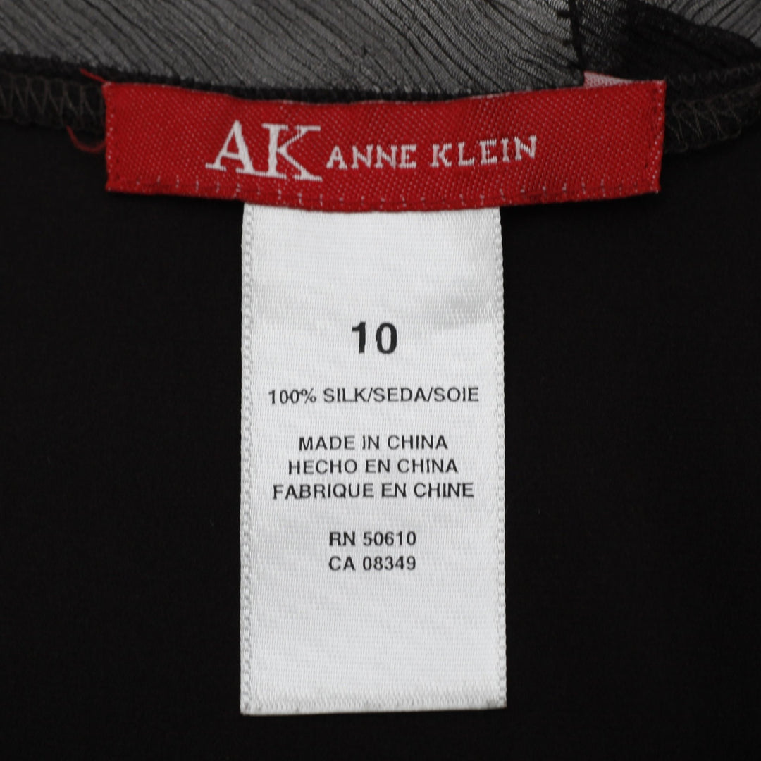 Y2K Ladies Anne Klein Black Sleeveless Top Silk V-neck Elegant