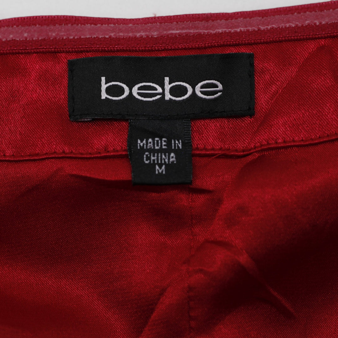 Y2K Ladies Bebe Strapless Red Pleated Top Size M