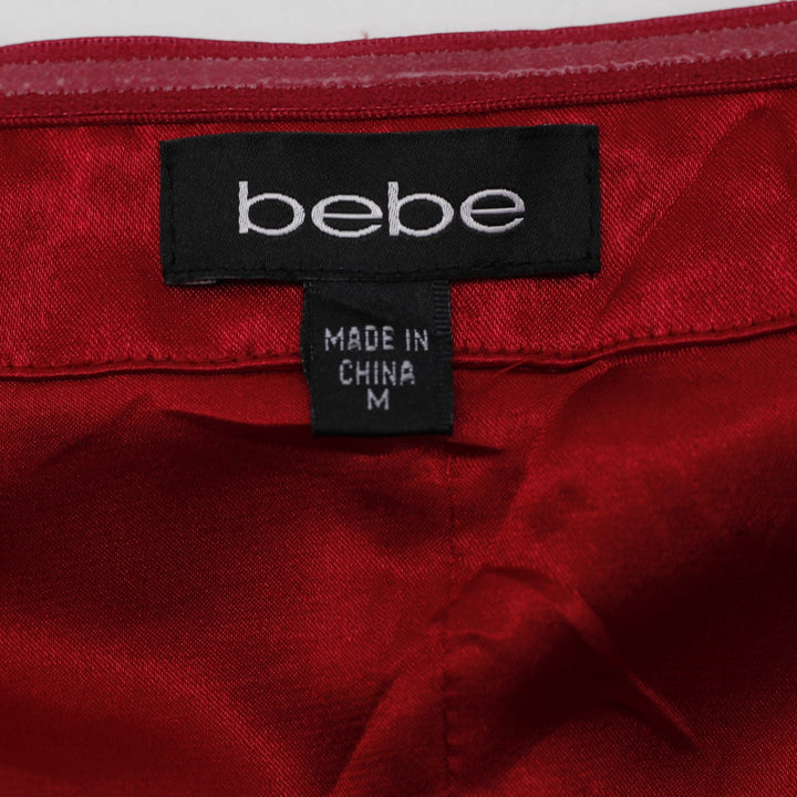 Y2K Ladies Bebe Strapless Red Pleated Top Size M