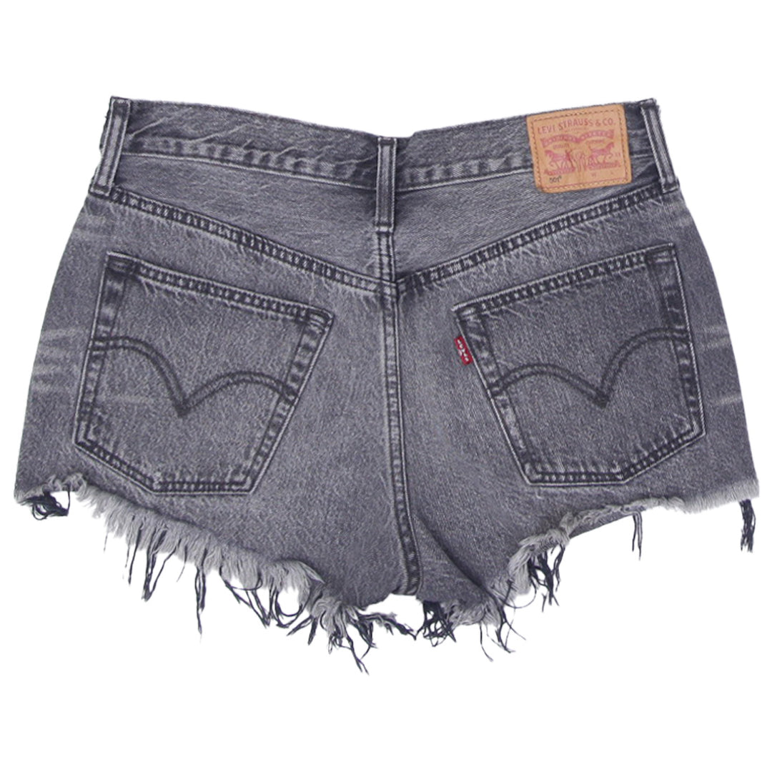 Ladies Levis Button Fly 501 Ripped Denim Shorts
