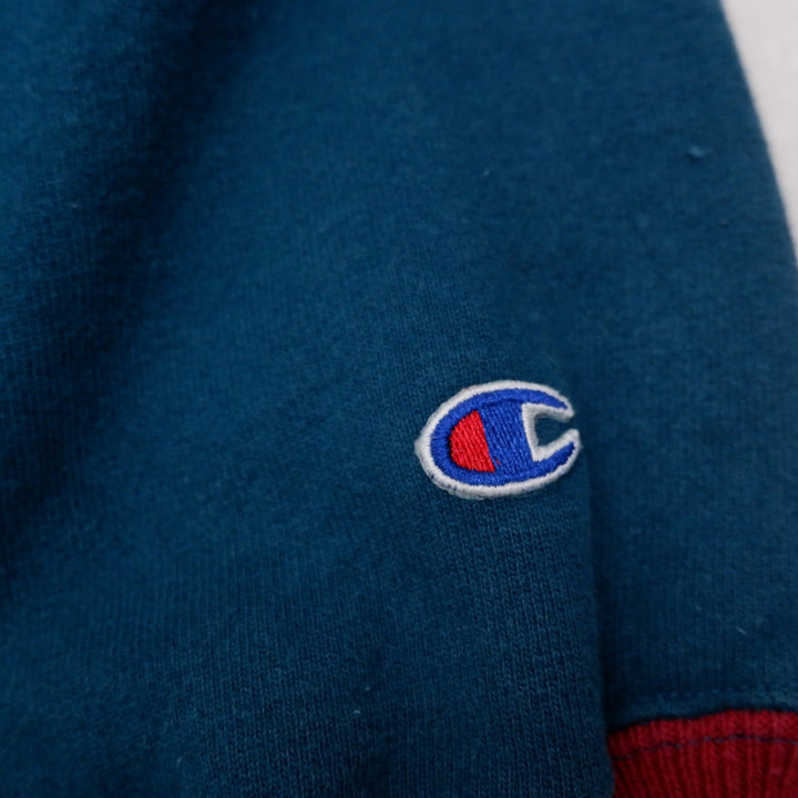 Vintage Mens Champion Reverse Weave Sweatshirt Navy Embroidered Crewneck